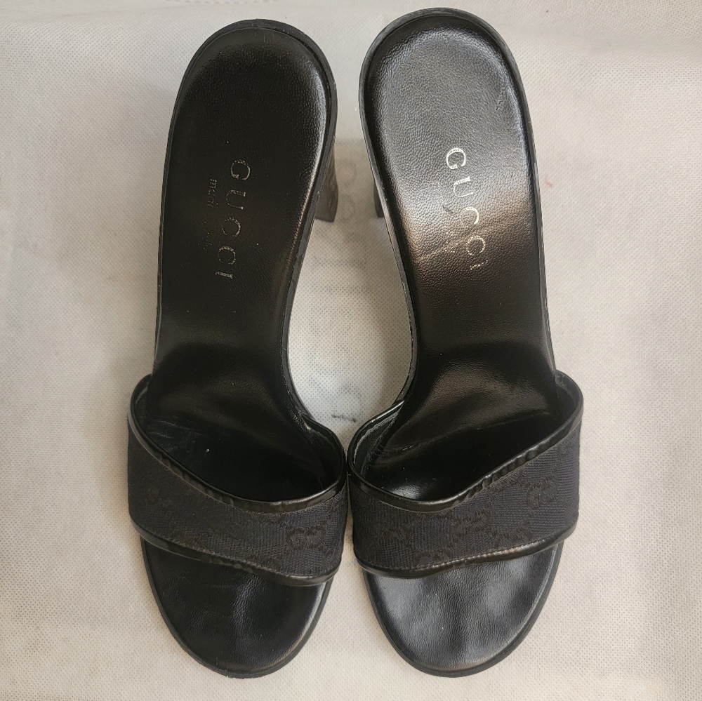 GUCCI sandals GG canvas canvas ?~ leather Authentic used